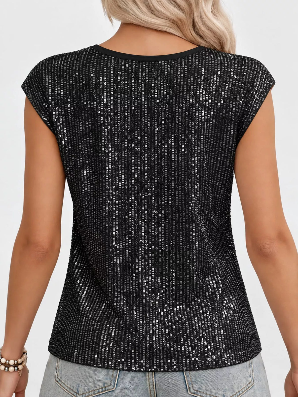 Sequin Round Neck Tank