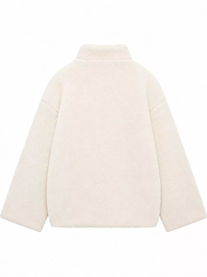 Oversized Cozy Sherpa Fleece Zip-Up Jacket