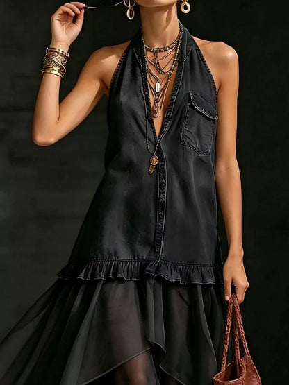 Ruffled Halter Neck Maxi Dress
