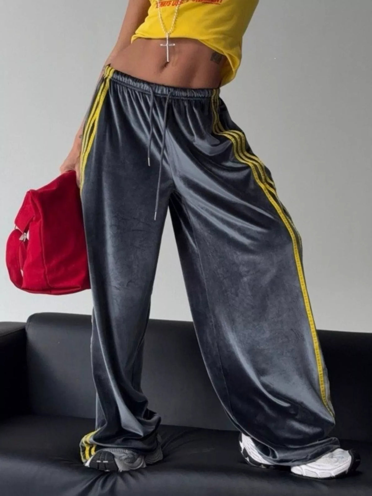 Velvet Wide-Leg Pants