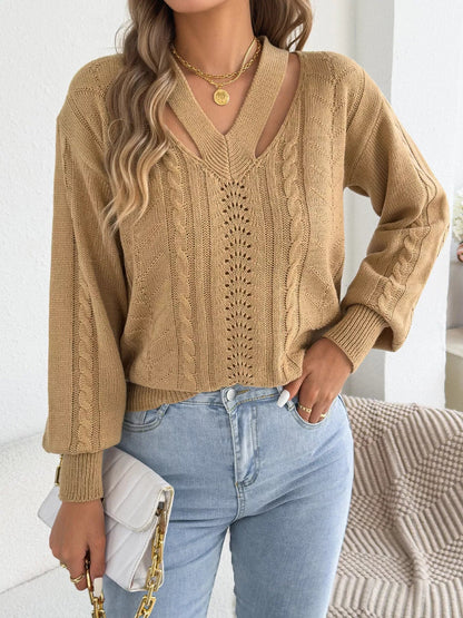 Cut-Out Cable Knit Sweater