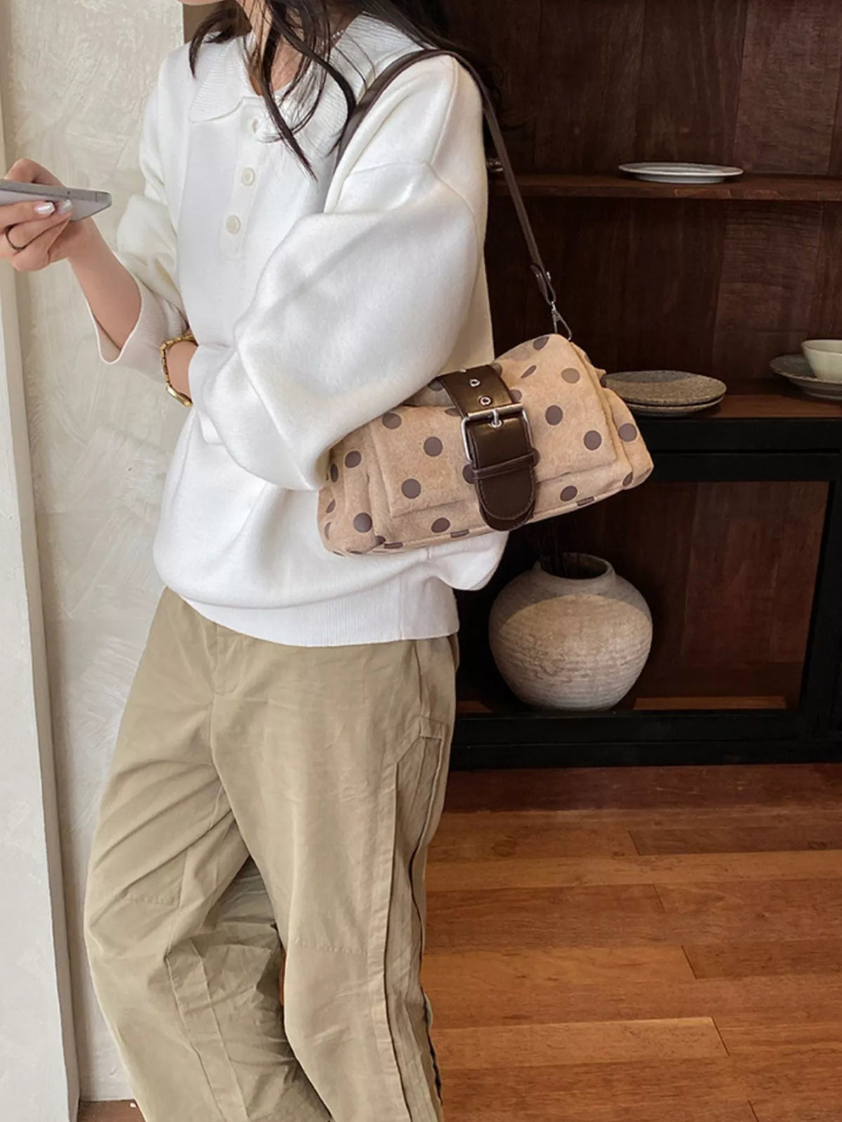 Vintage Polka Dot Shoulder Bag
