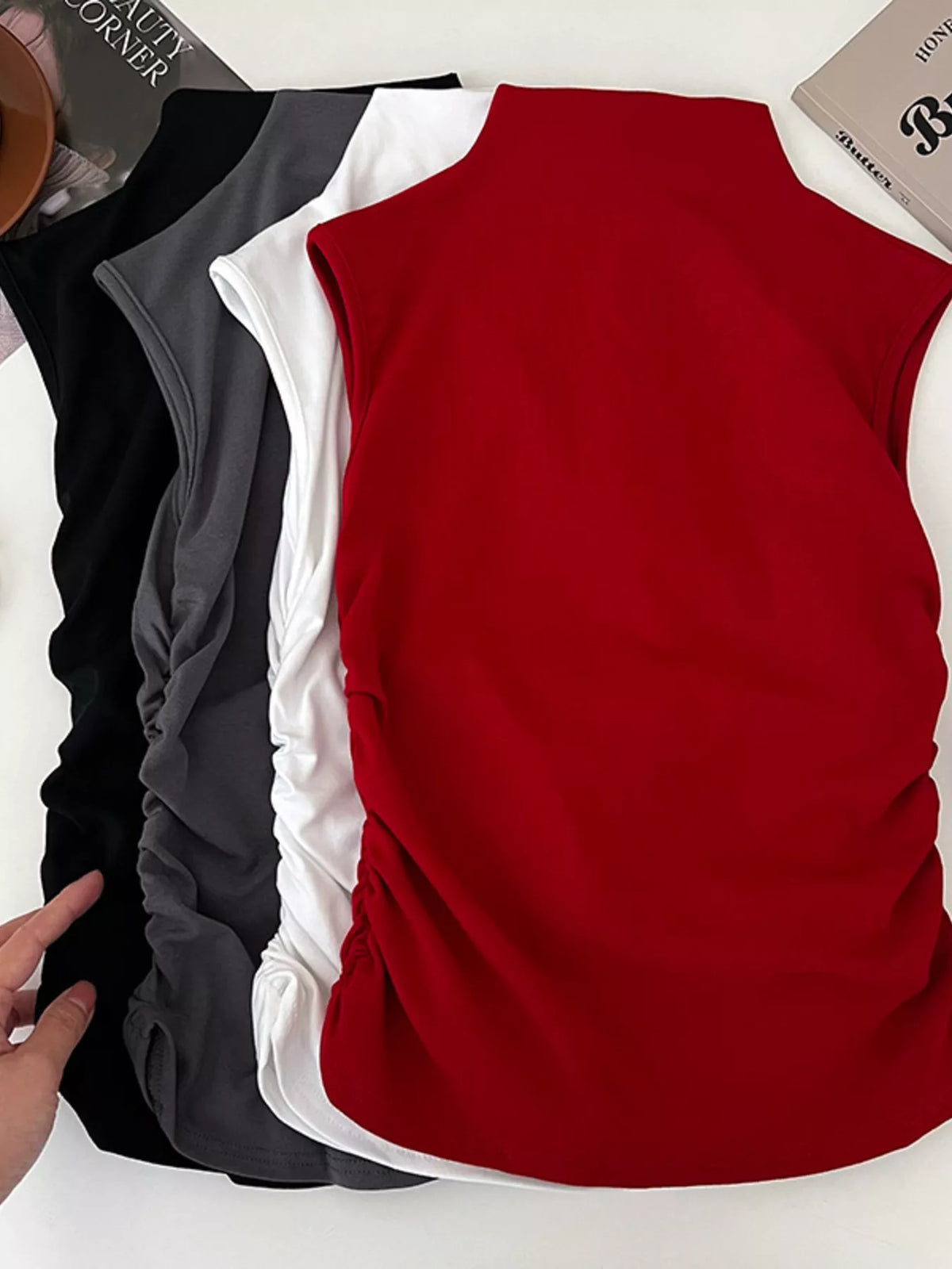 Ruched Mock Neck Tank