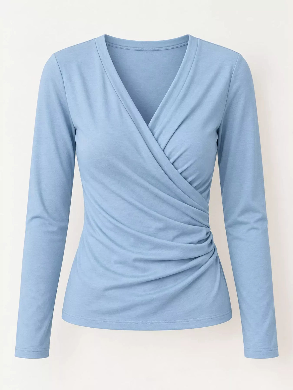 Full Size Surplice Long Sleeve T-Shirt Plus Size