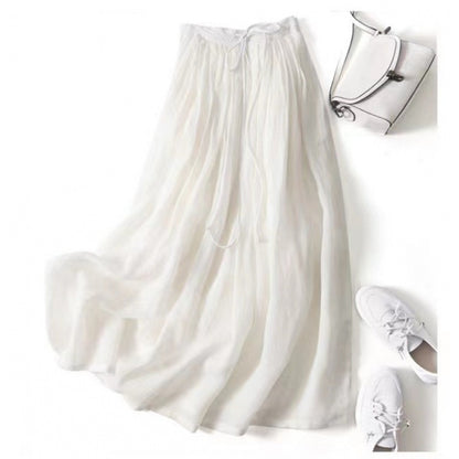 Drape flowing cotton and linen skirt