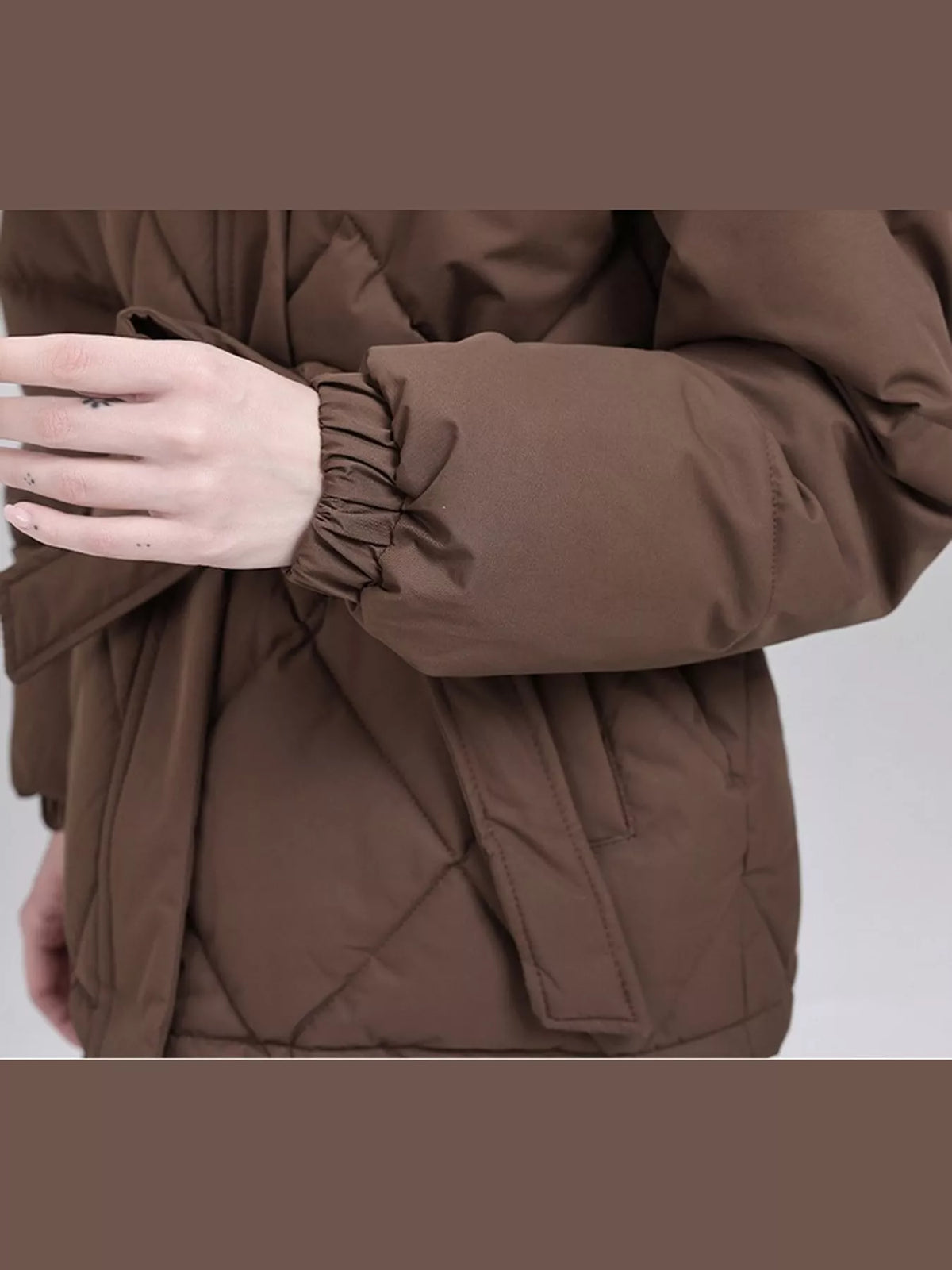 Quilted Waist Belt Hooded Puffer Outerwear