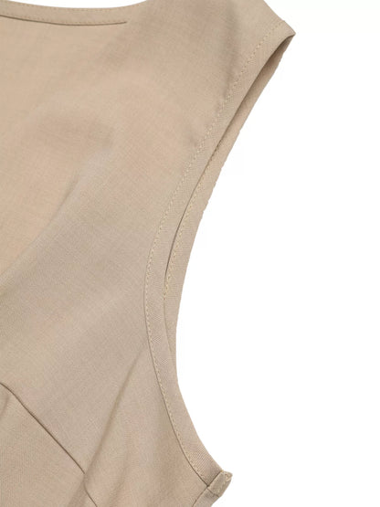 Sleeveless Button-Down Tie Waist Romper
