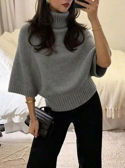 Turtleneck Batwing Sleeve Sweater