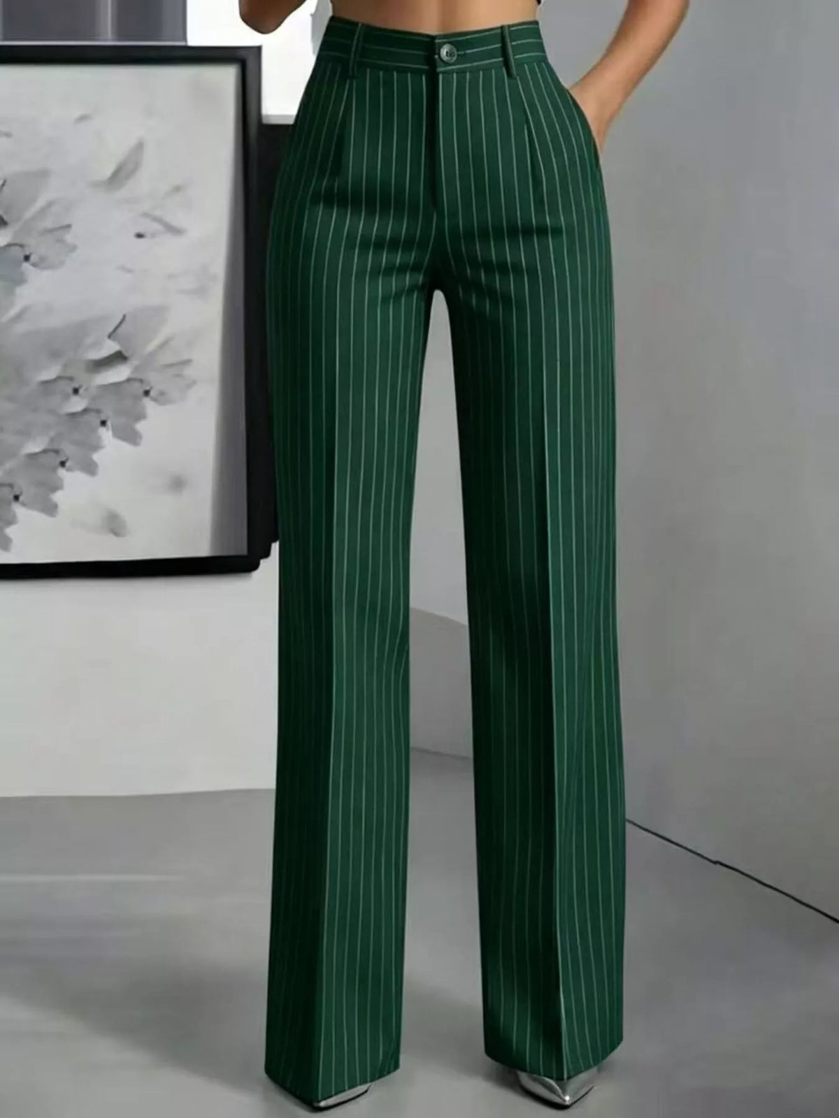 High-Waisted Striped Wide-Leg Pants for Women