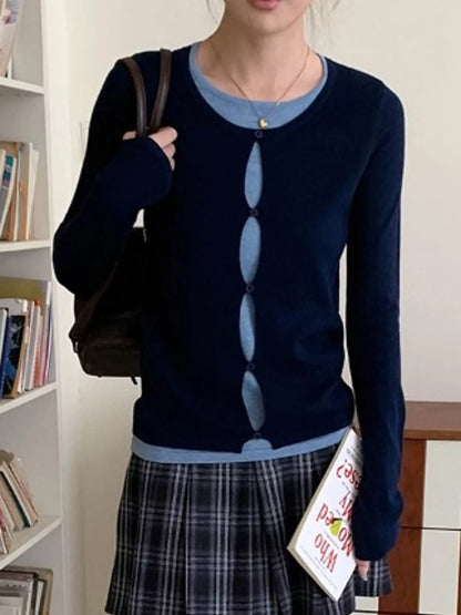 Layered Look Long Sleeve Knit Top