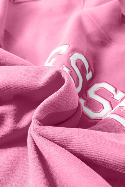 Bright Pink Oversize Blessed Embroidered Mock Neck Sweatshirt