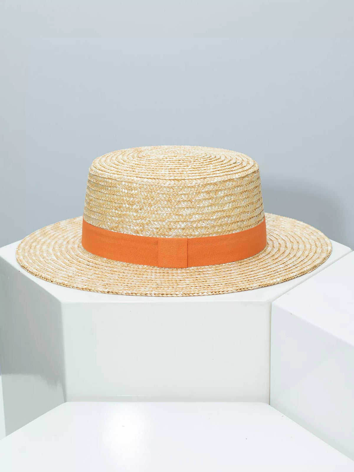 Straw Boater Hat with Ribbon