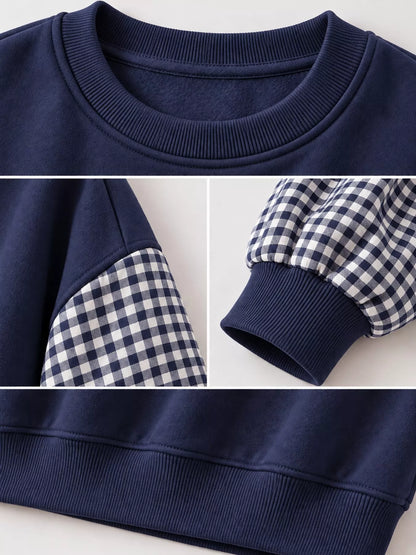 Plaid Dropped Shoulder Sweatshirt