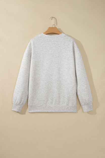 Light Grey Solid Color Zip Front Jacket Style Sweatshirt