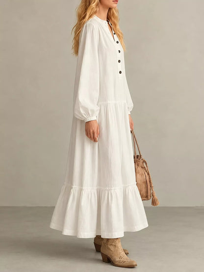 Button Front Tiered Maxi Dress