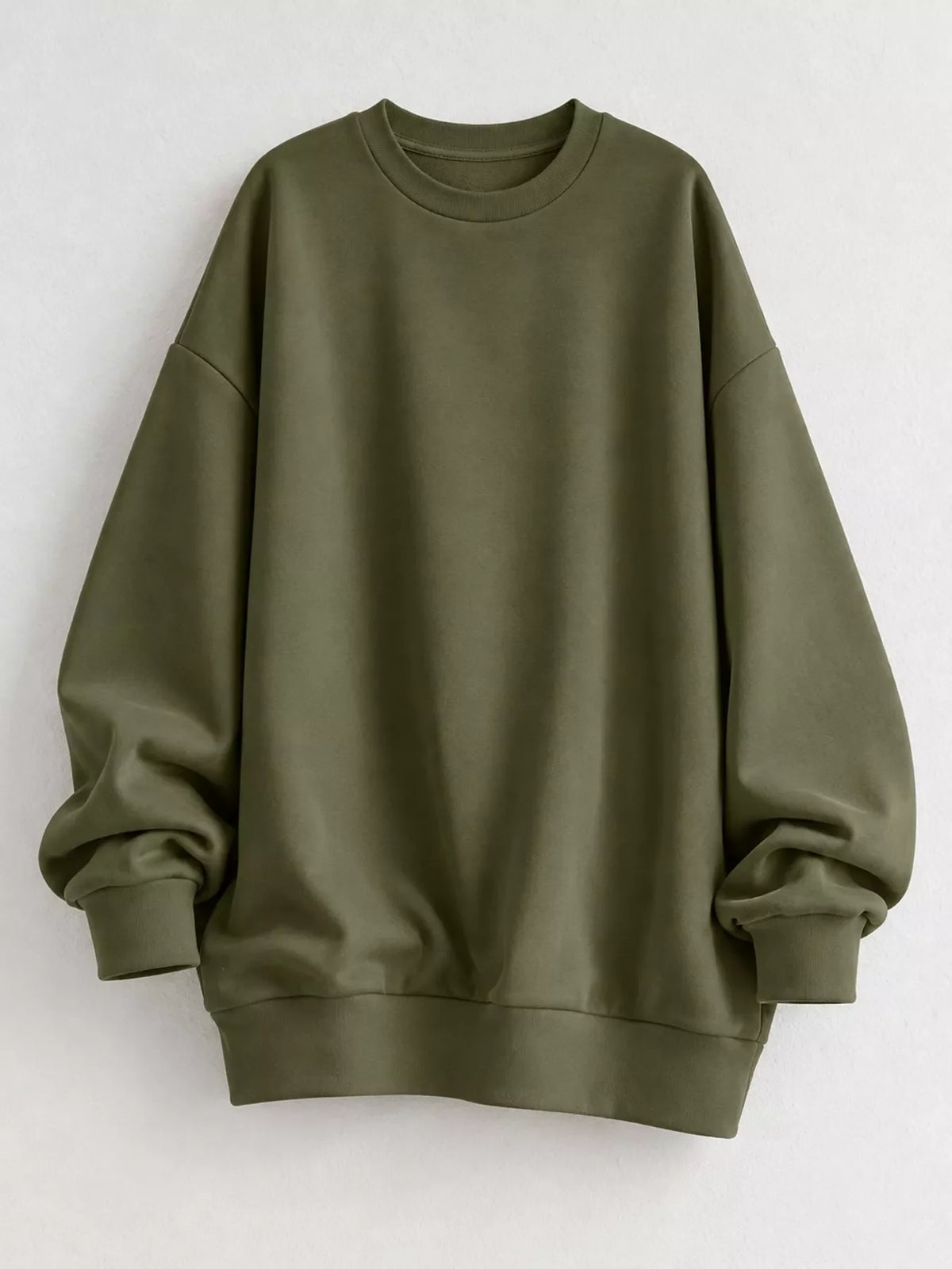 Full Size Solid Color Crew Neck Sweatshirt Plus Size