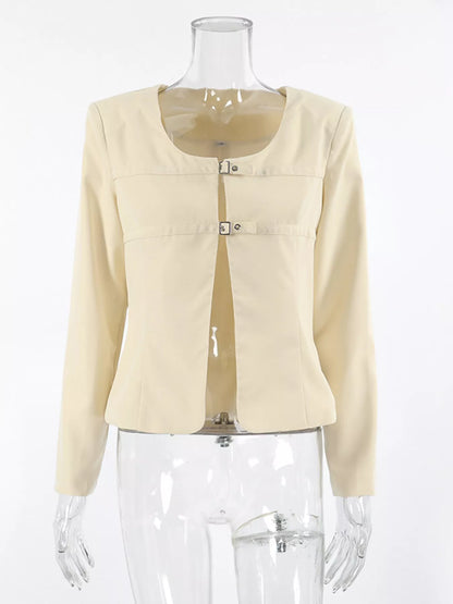 Buckle-Front Cropped Jacket