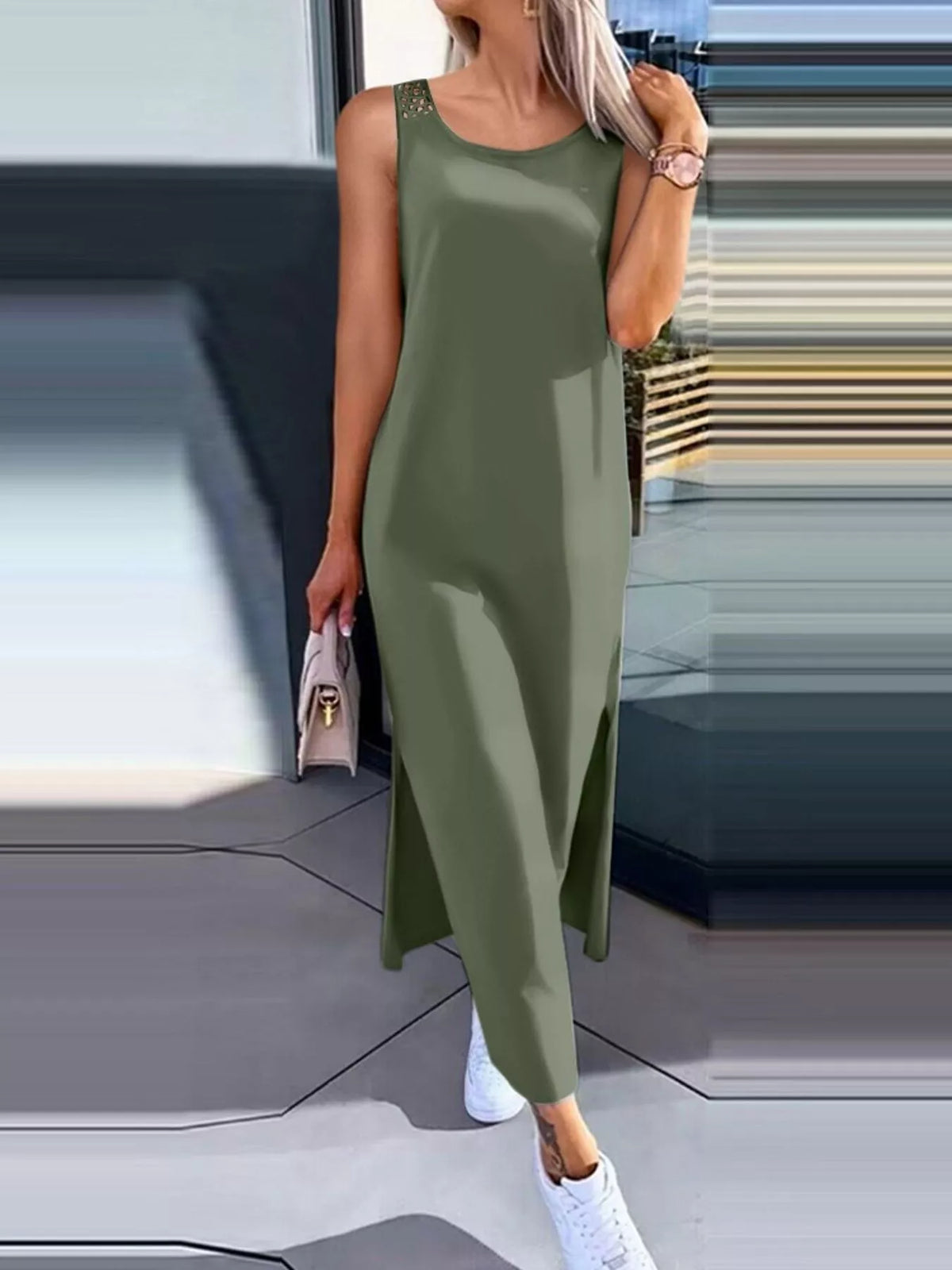 Side Slit Sleeveless Maxi Dress