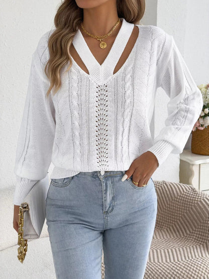 Cut-Out Cable Knit Sweater