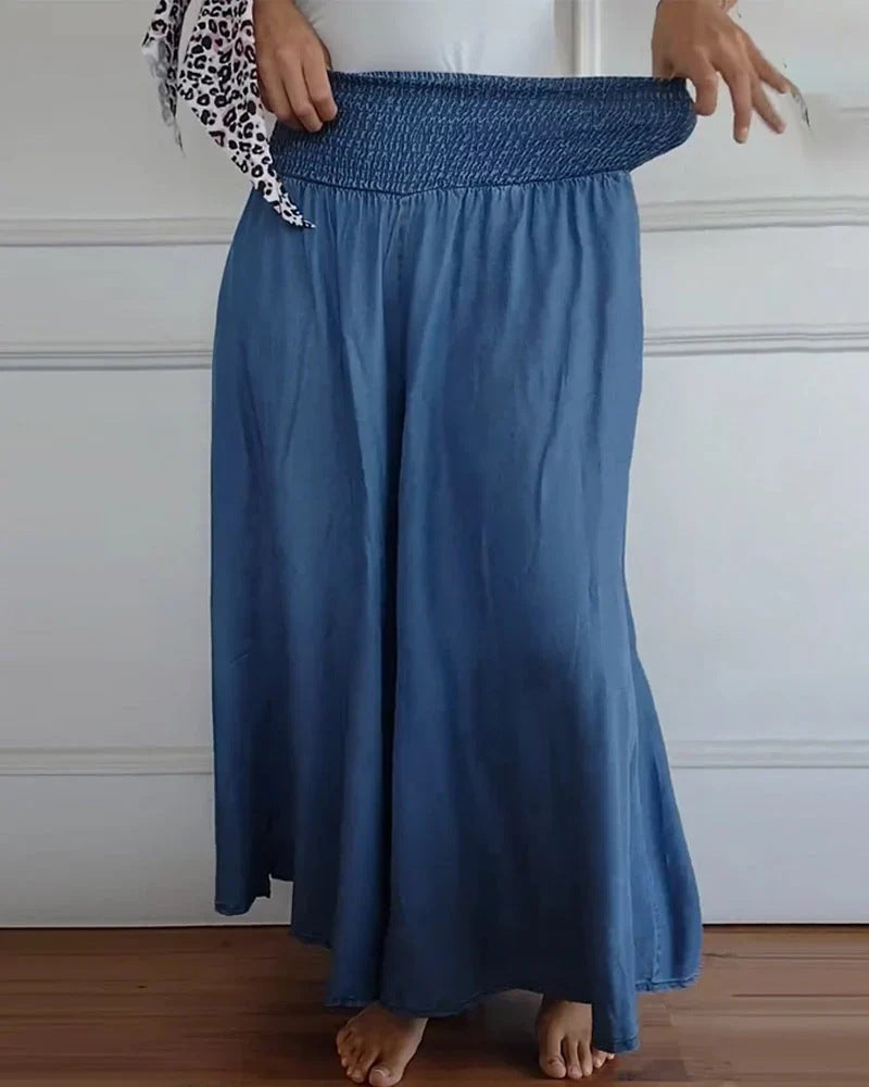 Wide Leg Pant With Smocked Waist