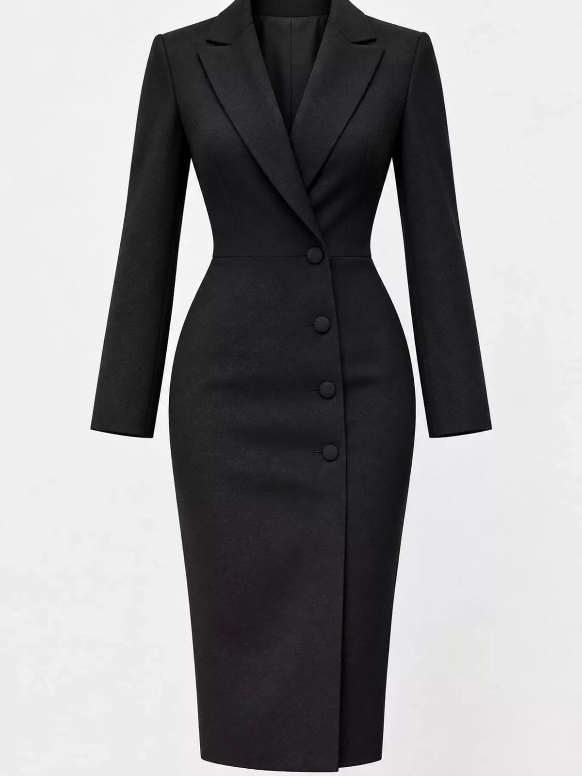Full Size Elegant Single-Breasted Blazer Midi Dress Plus Size