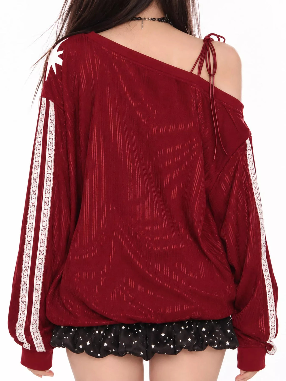 One Shoulder Graphic Sweatshirt