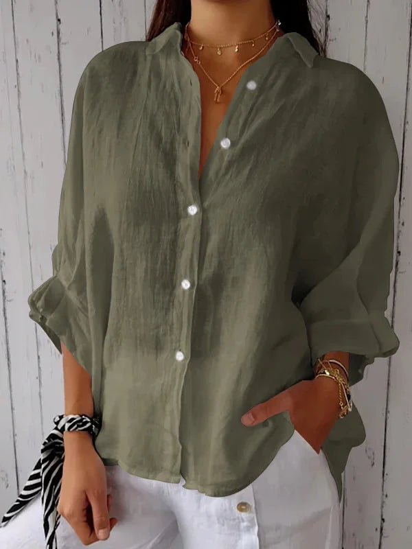 Cotton and Linen Tie Back Design Shirt