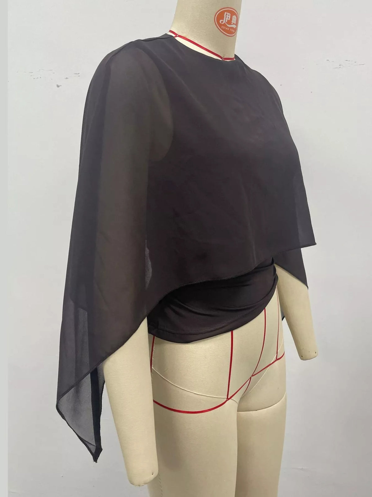 Cape Sleeve Round Neck Blouse