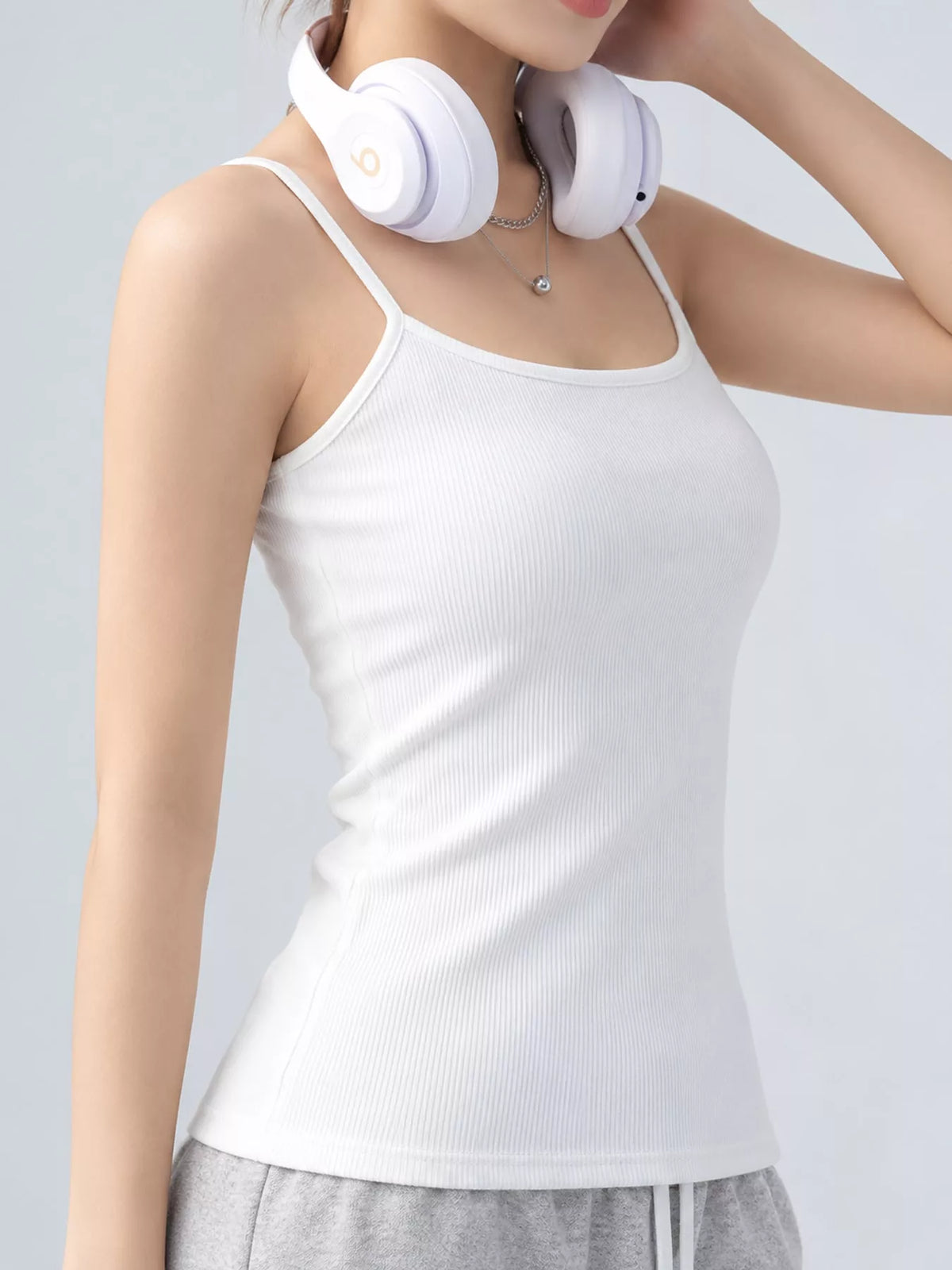 Slim-Fit Ribbed Square Neck Cami Top