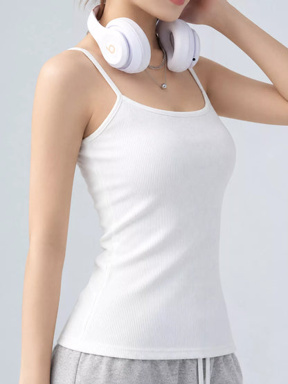 Slim-Fit Ribbed Square Neck Cami Top