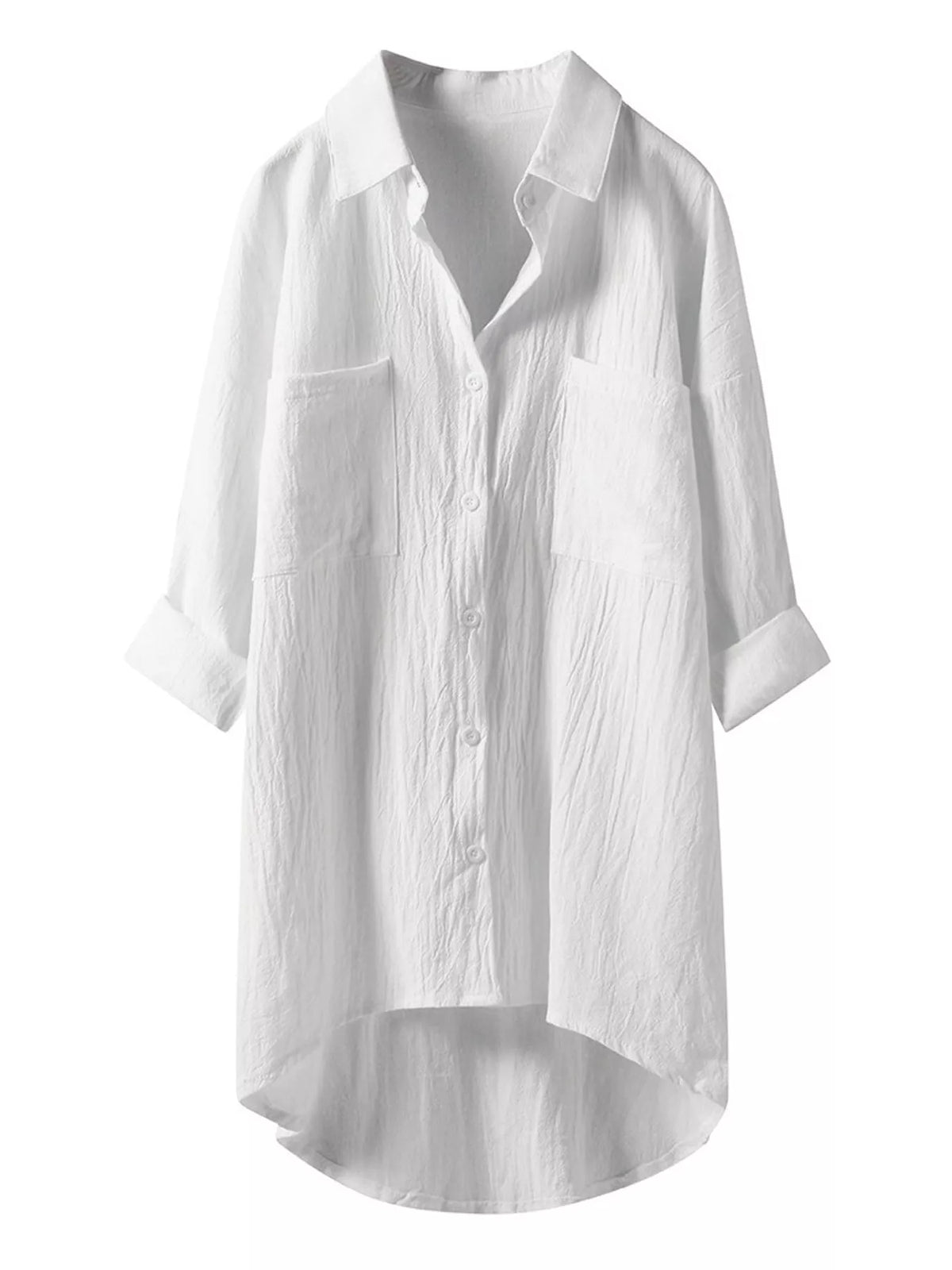 Full Size Casual Button-Down Shirt with Dual Chest Pockets Plus Size