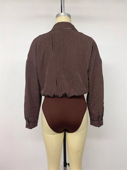 Striped Button-Up Bodysuit