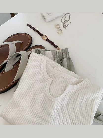 Casual Waffle Knit Long Sleeve T-Shirt