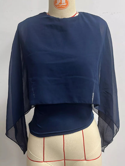 Cape Sleeve Round Neck Blouse
