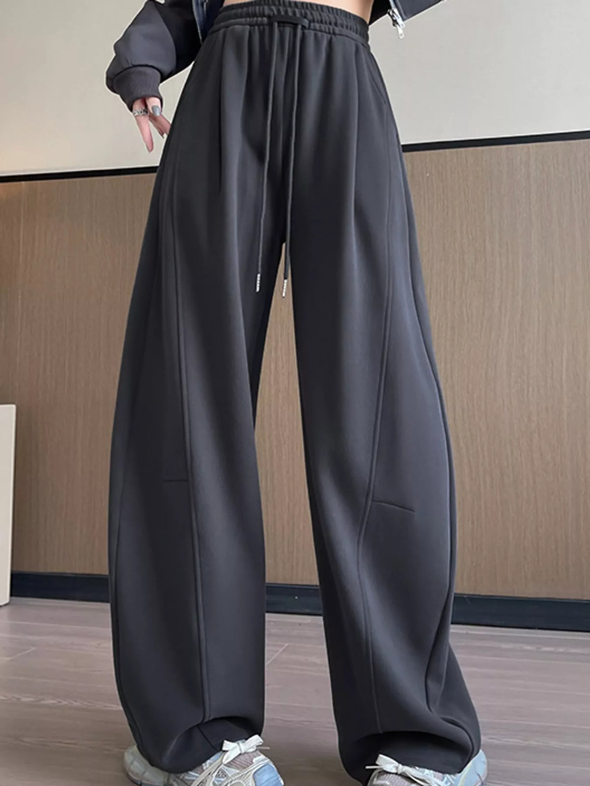 Full Size Drawstring Loose Fit Wide-Leg Sweatpants Plus Size