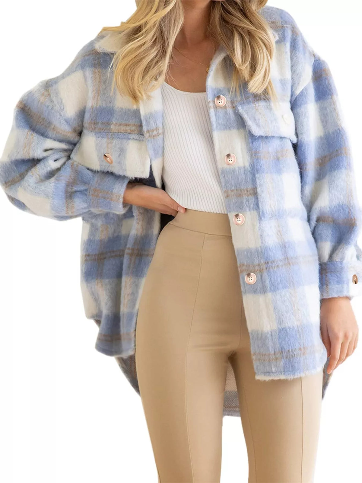 Plaid Button-Down Jacket