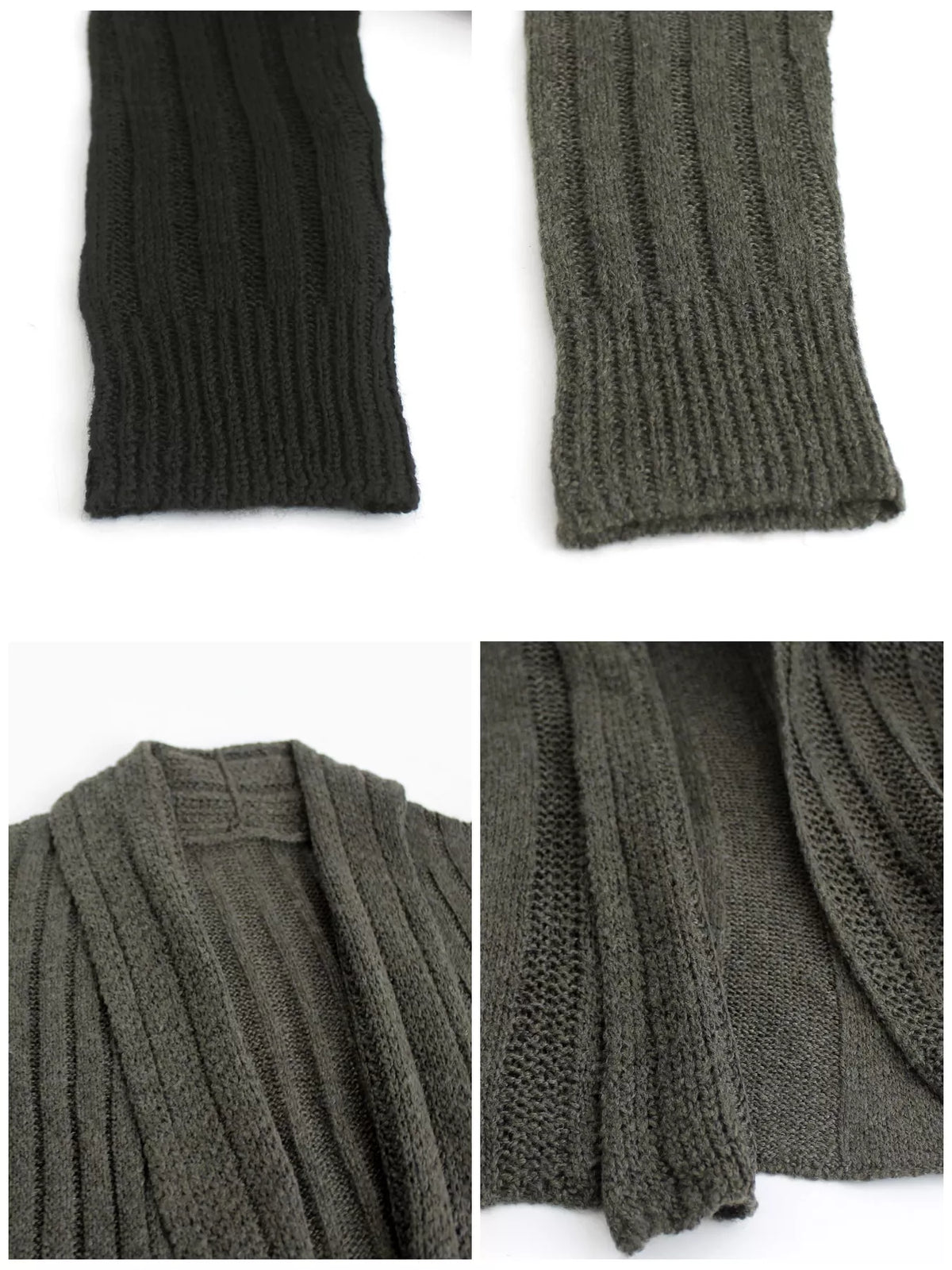 Elegant Ribbed Knit Open Front Flared Cardigan