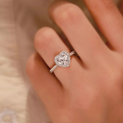 1 Carat Moissanite 925 Sterling Silver Heart Ring