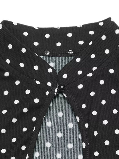 Polka Dot Cutout Long Sleeve Bodysuit