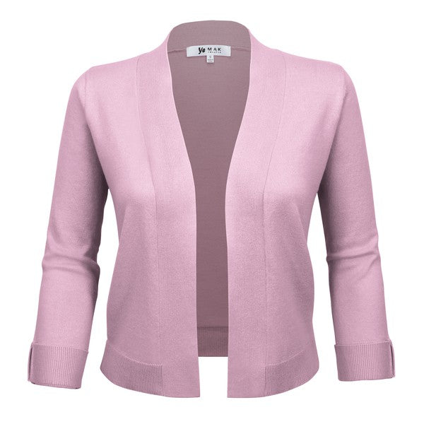 Open Front Cropped Bolero Shrug Cardigan Lavender