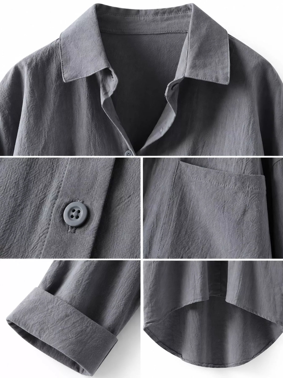 Full Size Casual Button-Down Shirt with Dual Chest Pockets Plus Size