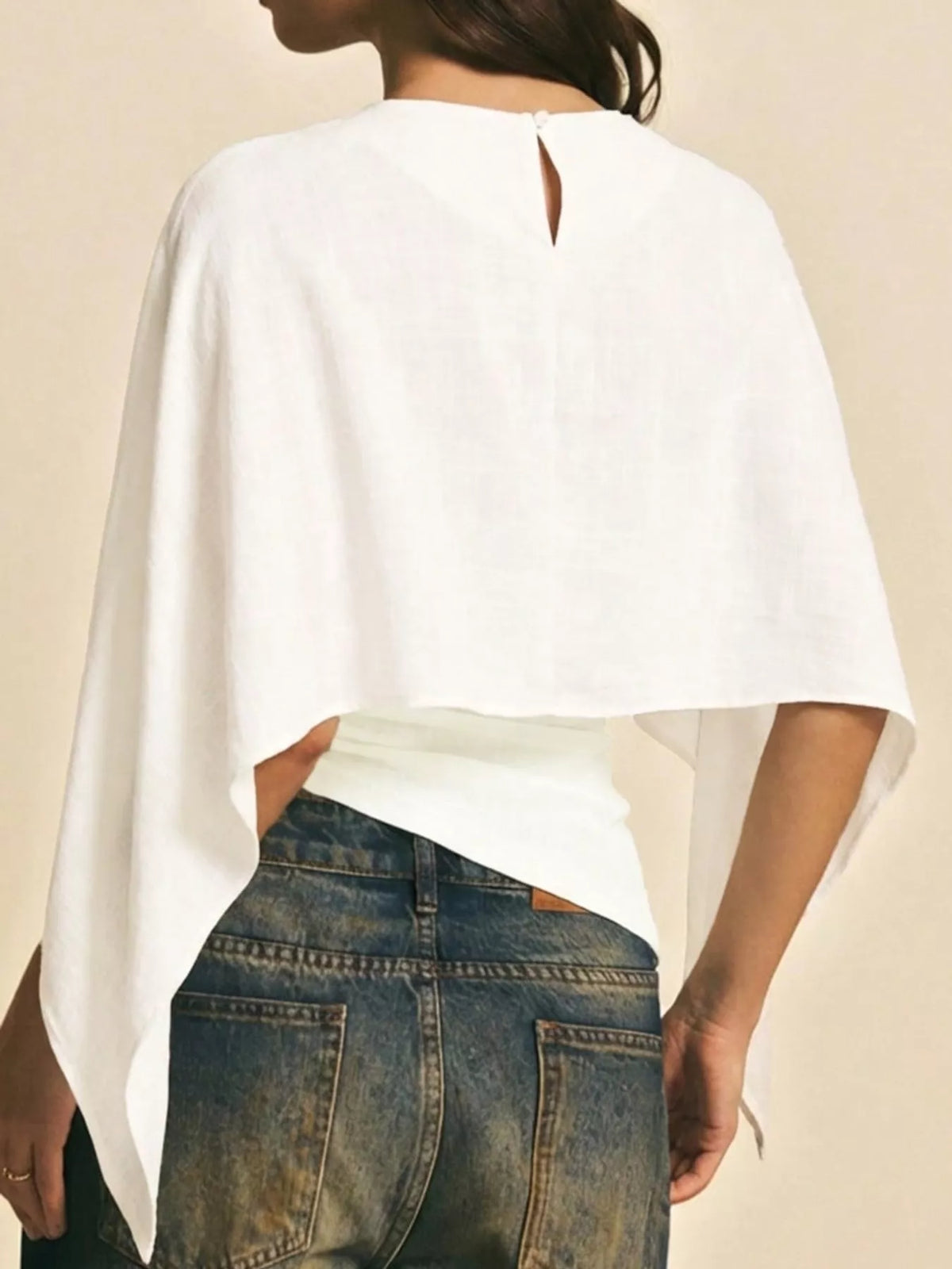 Cape Sleeve Round Neck Blouse