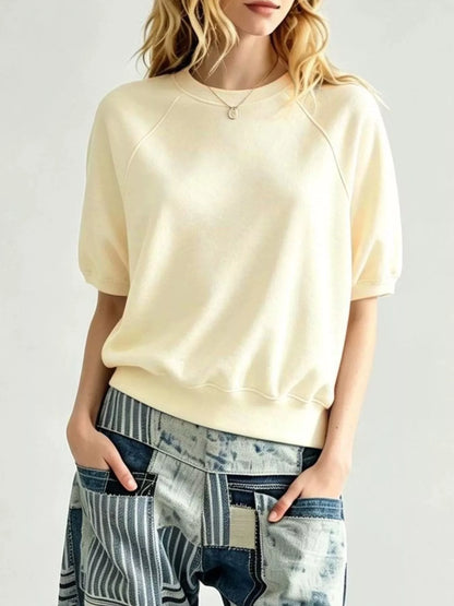 Full Size Raglan Short-Sleeve Sweatshirt Plus Size