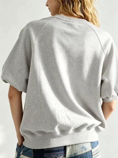Full Size Raglan Short-Sleeve Sweatshirt Plus Size