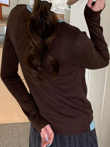 Layered Look Long Sleeve Knit Top