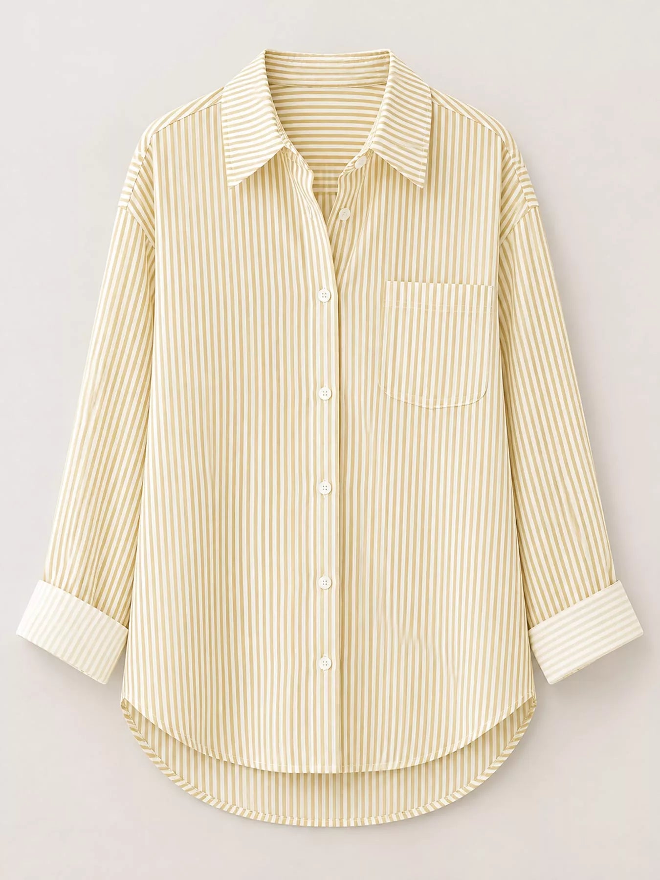 Full Size Striped Button-Down Long Sleeve Shirt Plus Size