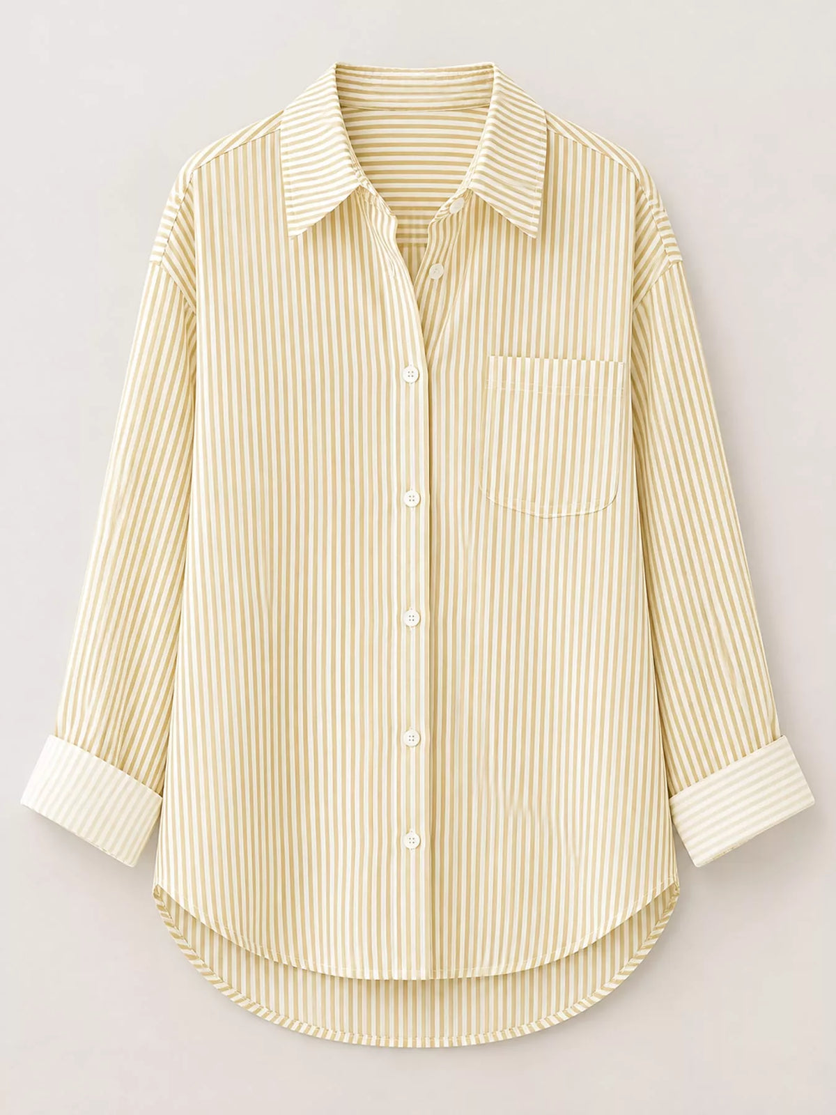 Full Size Striped Button-Down Long Sleeve Shirt Plus Size