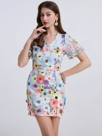 Floral Puff Sleeve Mini Dress