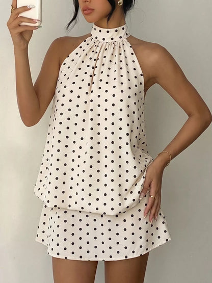 Polka Dot Halter Neck Mini Dress