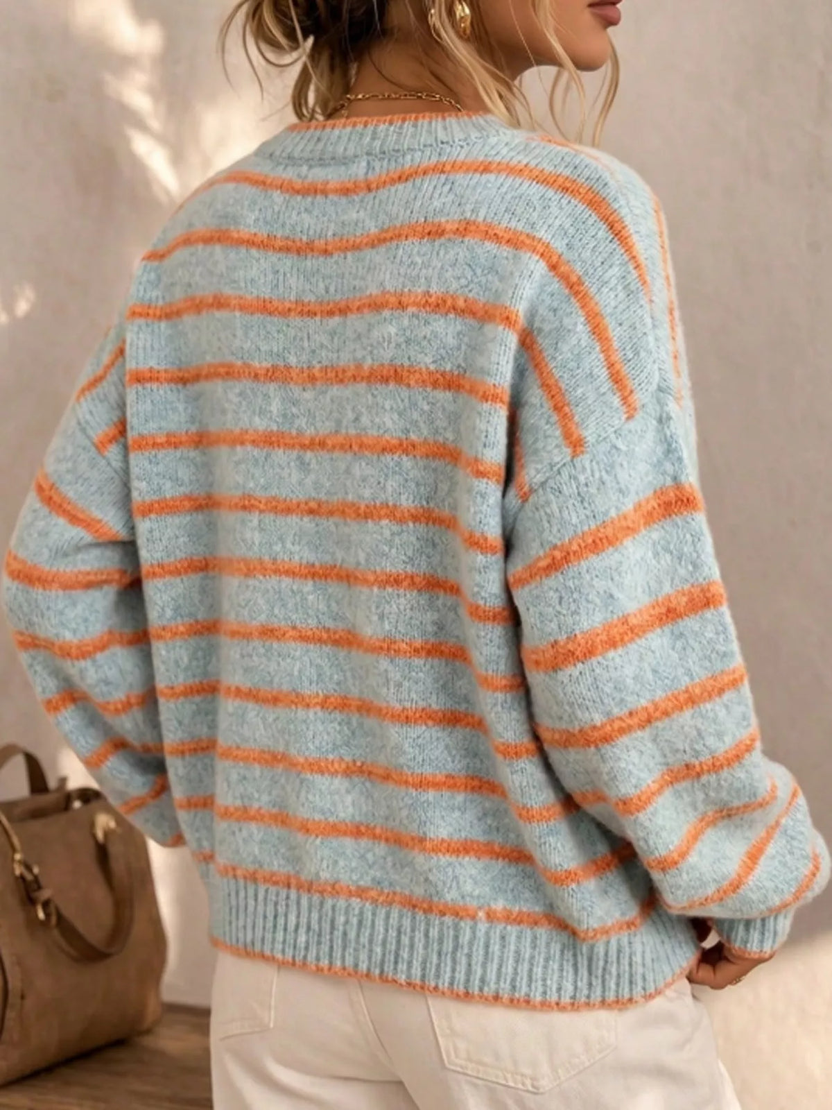 Striped Knit Cardigan for Women – Relaxed Button-Down Sweater